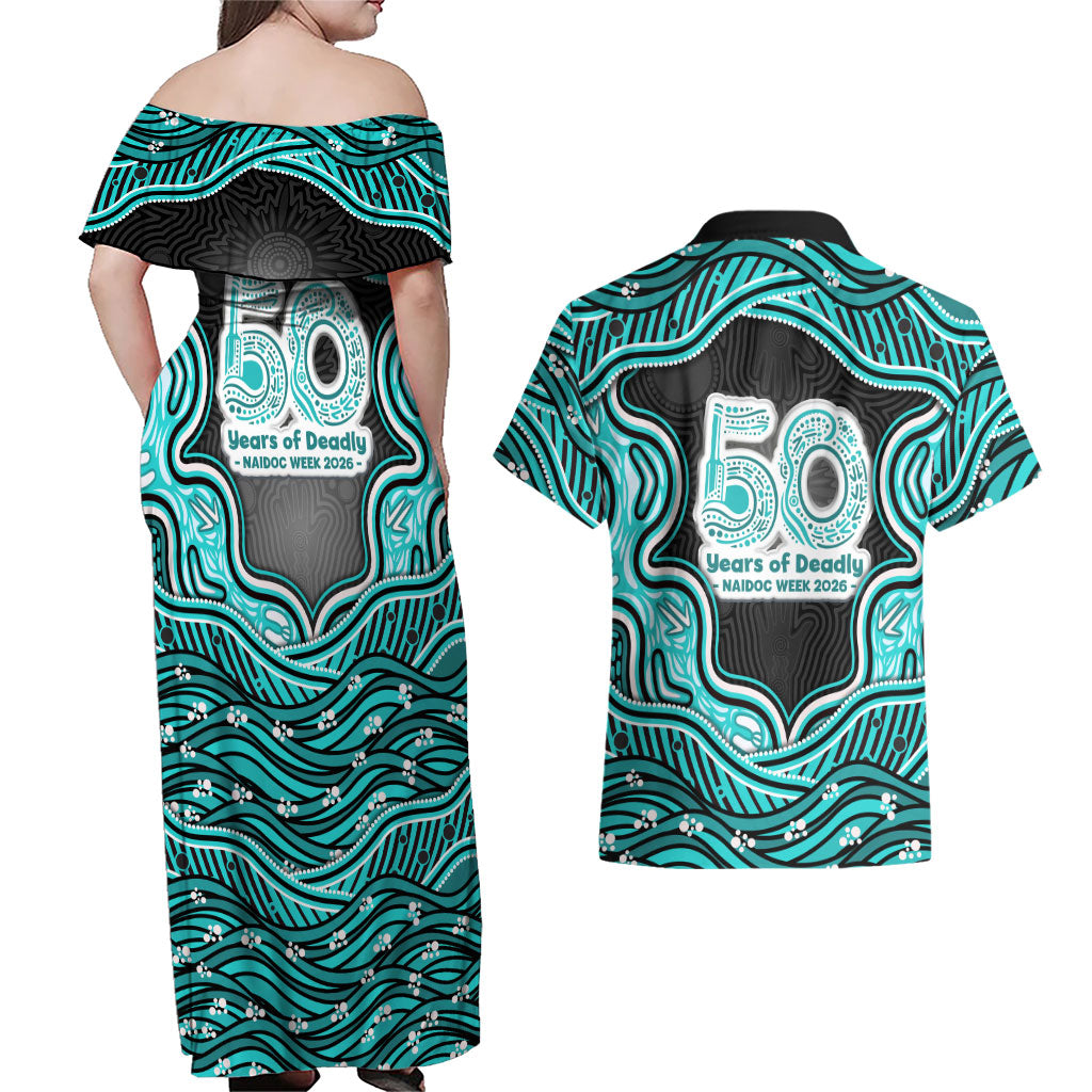 Brisbane Heat NAIDOC Week 2026 Couples Matching Off Shoulder Maxi Dress and Hawaiian Shirt Aboriginal Indigenous - 50 Years of Deadly