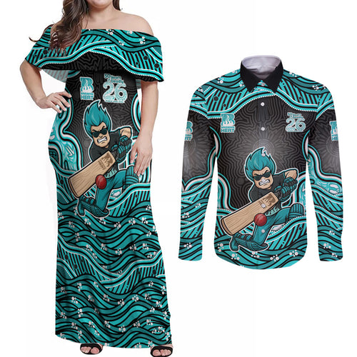 Brisbane Heat NAIDOC Week 2026 Couples Matching Off Shoulder Maxi Dress and Long Sleeve Button Shirt Aboriginal Indigenous - 50 Years of Deadly