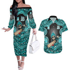 Brisbane Heat NAIDOC Week 2026 Couples Matching Off The Shoulder Long Sleeve Dress and Hawaiian Shirt Aboriginal Indigenous - 50 Years of Deadly