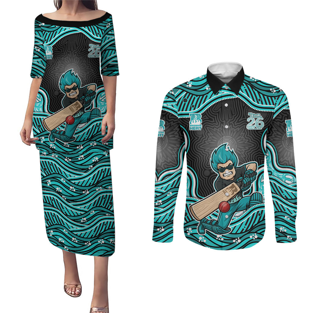 Brisbane Heat NAIDOC Week 2026 Couples Matching Puletasi and Long Sleeve Button Shirt Aboriginal Indigenous - 50 Years of Deadly