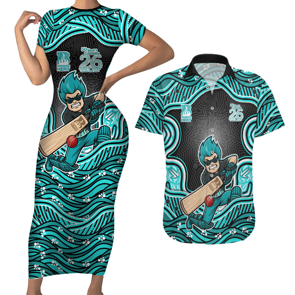 Brisbane Heat NAIDOC Week 2026 Couples Matching Short Sleeve Bodycon Dress and Hawaiian Shirt Aboriginal Indigenous - 50 Years of Deadly