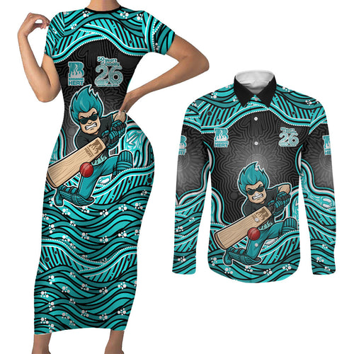Brisbane Heat NAIDOC Week 2026 Couples Matching Short Sleeve Bodycon Dress and Long Sleeve Button Shirt Aboriginal Indigenous - 50 Years of Deadly
