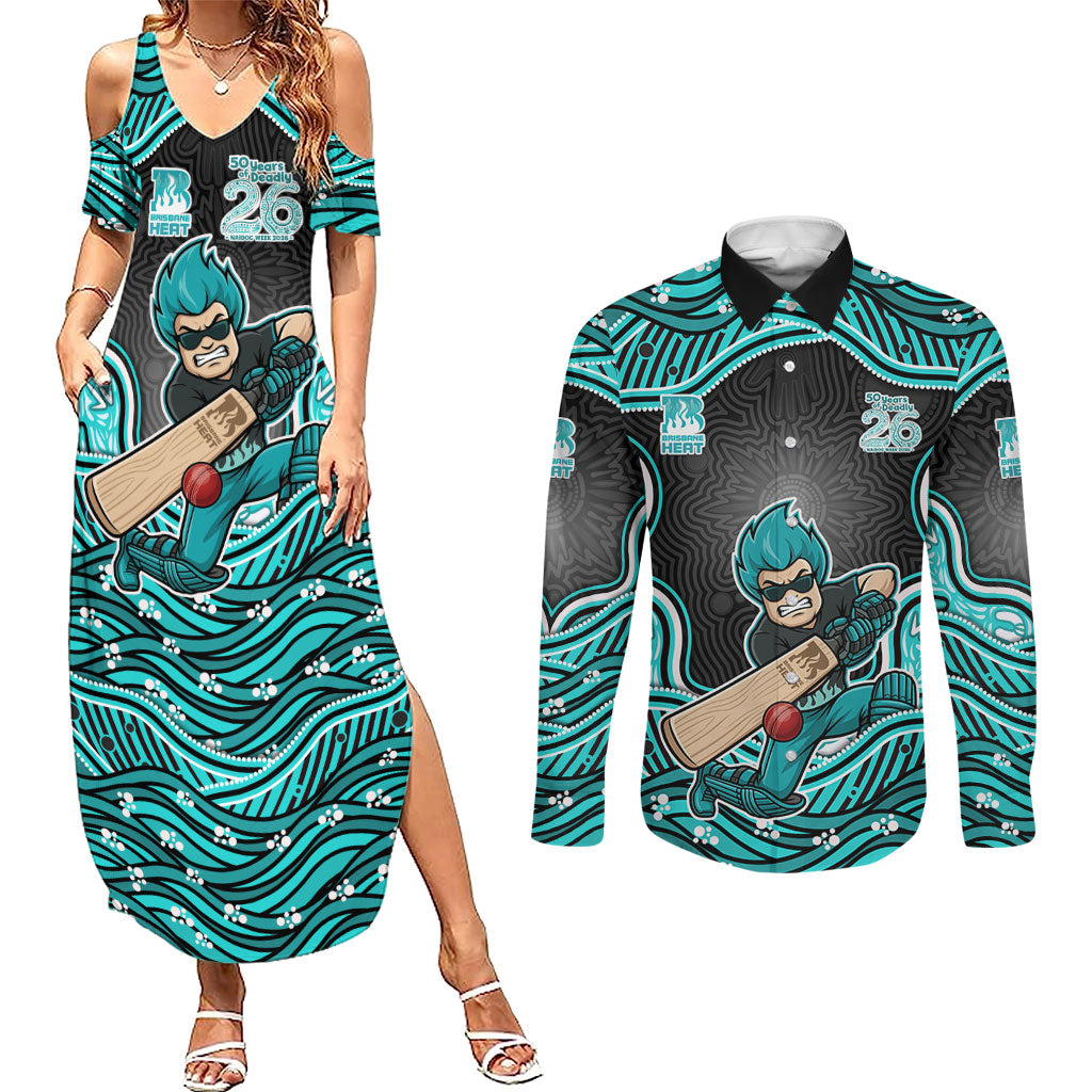 Brisbane Heat NAIDOC Week 2026 Couples Matching Summer Maxi Dress and Long Sleeve Button Shirt Aboriginal Indigenous - 50 Years of Deadly