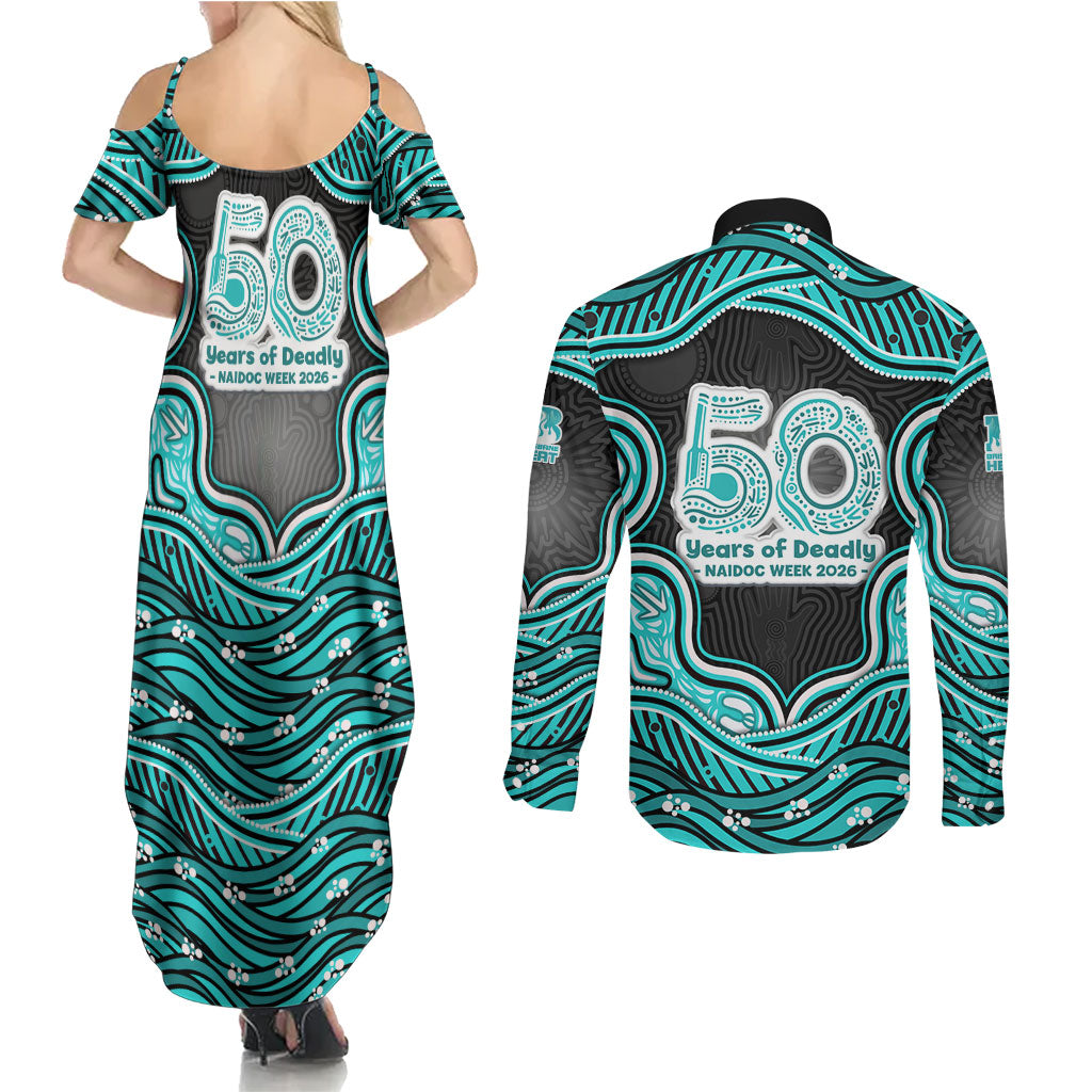 Brisbane Heat NAIDOC Week 2026 Couples Matching Summer Maxi Dress and Long Sleeve Button Shirt Aboriginal Indigenous - 50 Years of Deadly