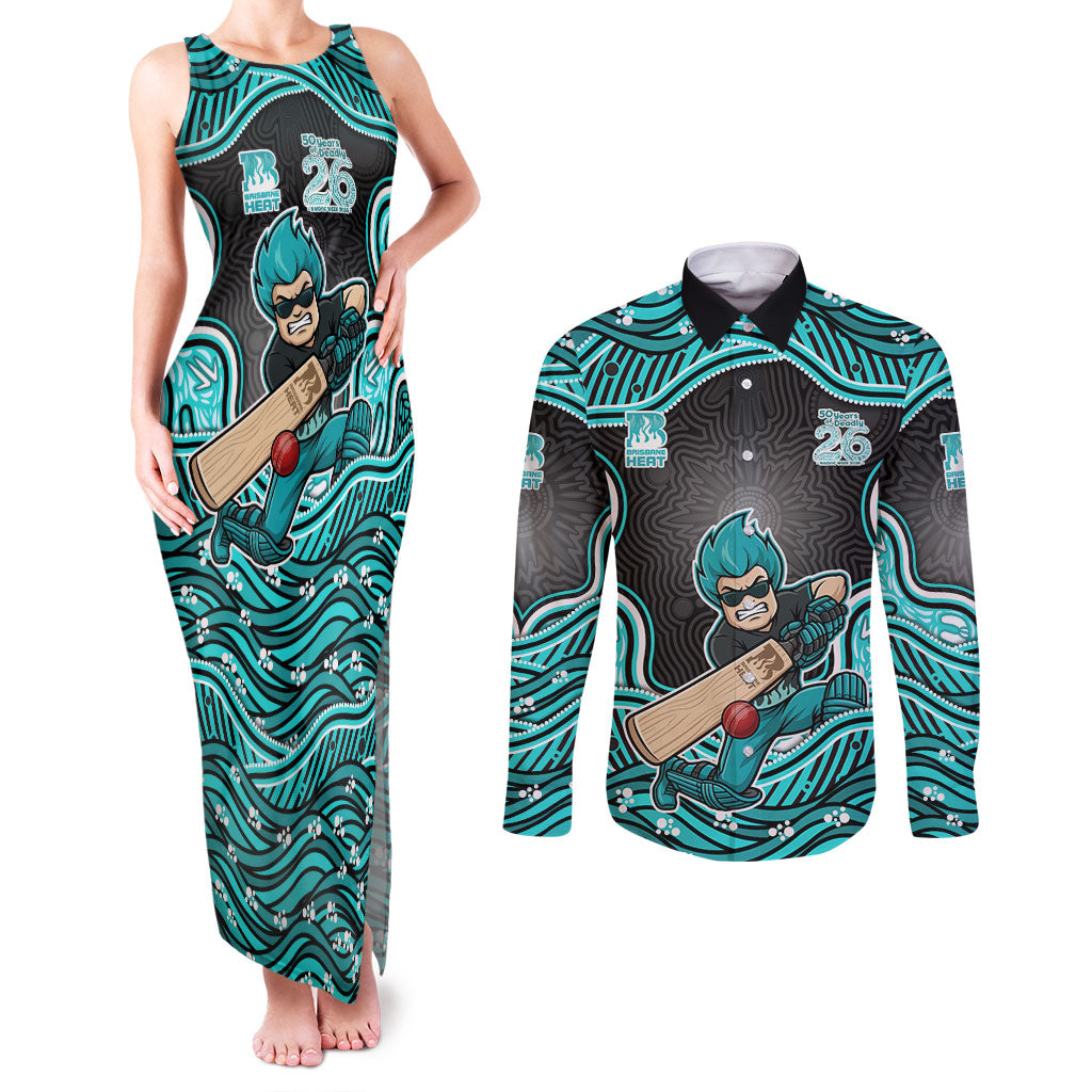 Brisbane Heat NAIDOC Week 2026 Couples Matching Tank Maxi Dress and Long Sleeve Button Shirt Aboriginal Indigenous - 50 Years of Deadly