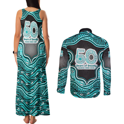 Brisbane Heat NAIDOC Week 2026 Couples Matching Tank Maxi Dress and Long Sleeve Button Shirt Aboriginal Indigenous - 50 Years of Deadly