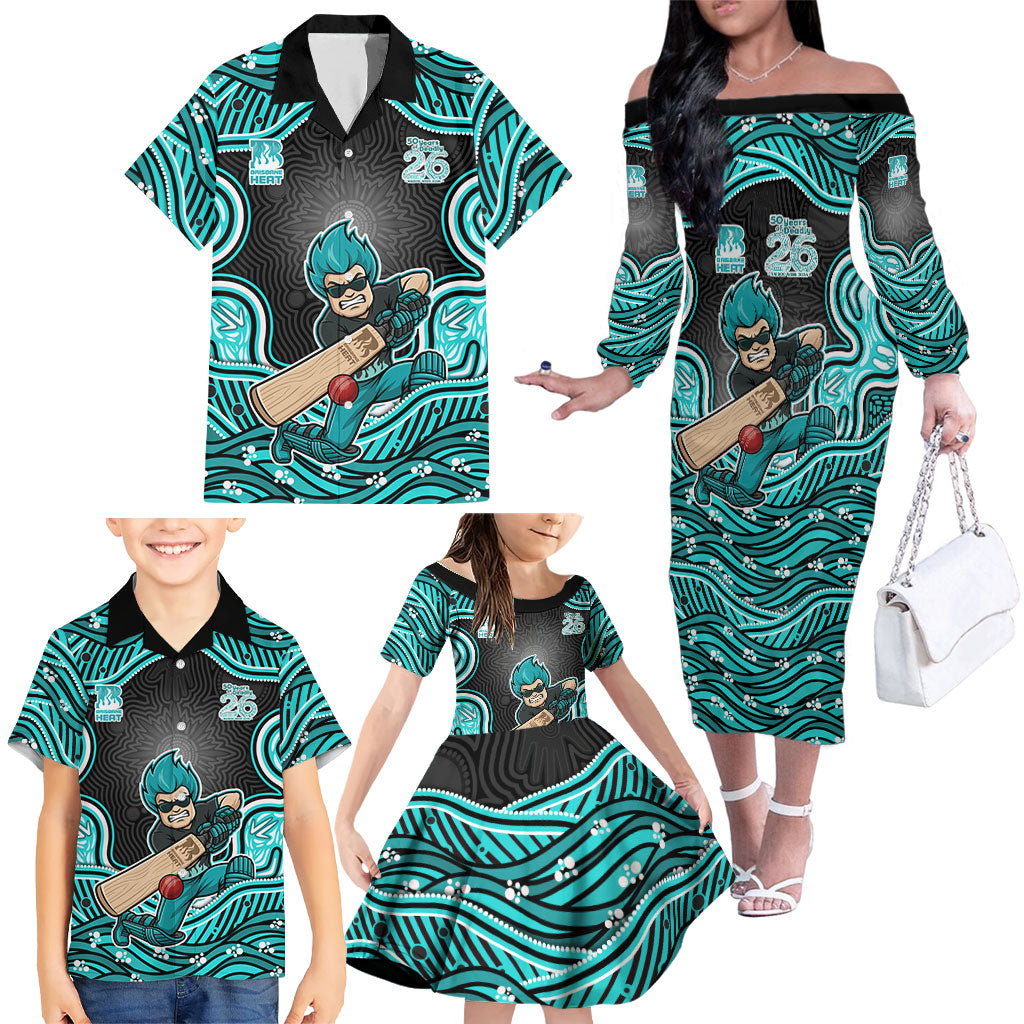Brisbane Heat NAIDOC Week 2026 Family Matching Off The Shoulder Long Sleeve Dress and Hawaiian Shirt Aboriginal Indigenous - 50 Years of Deadly