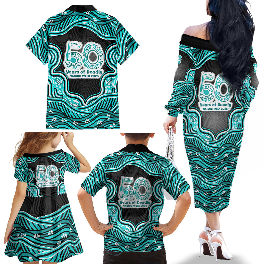 Brisbane Heat NAIDOC Week 2026 Family Matching Off The Shoulder Long Sleeve Dress and Hawaiian Shirt Aboriginal Indigenous - 50 Years of Deadly
