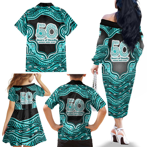 Brisbane Heat NAIDOC Week 2026 Family Matching Off The Shoulder Long Sleeve Dress and Hawaiian Shirt Aboriginal Indigenous - 50 Years of Deadly