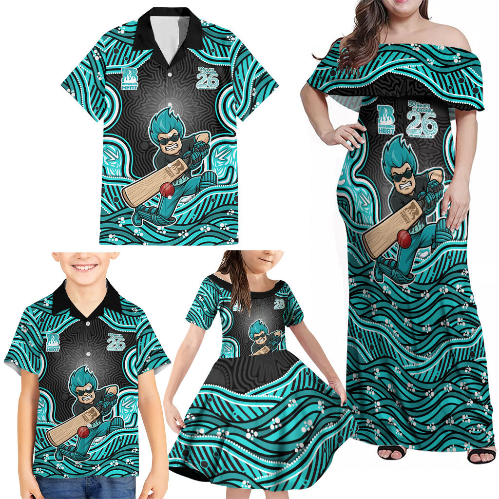 Brisbane Heat NAIDOC Week 2026 Family Matching Off Shoulder Maxi Dress and Hawaiian Shirt Aboriginal Indigenous - 50 Years of Deadly