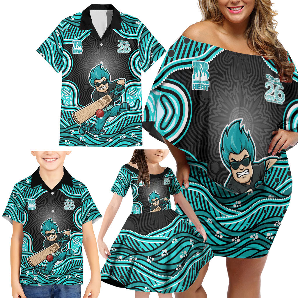 Brisbane Heat NAIDOC Week 2026 Family Matching Off Shoulder Short Dress and Hawaiian Shirt Aboriginal Indigenous - 50 Years of Deadly
