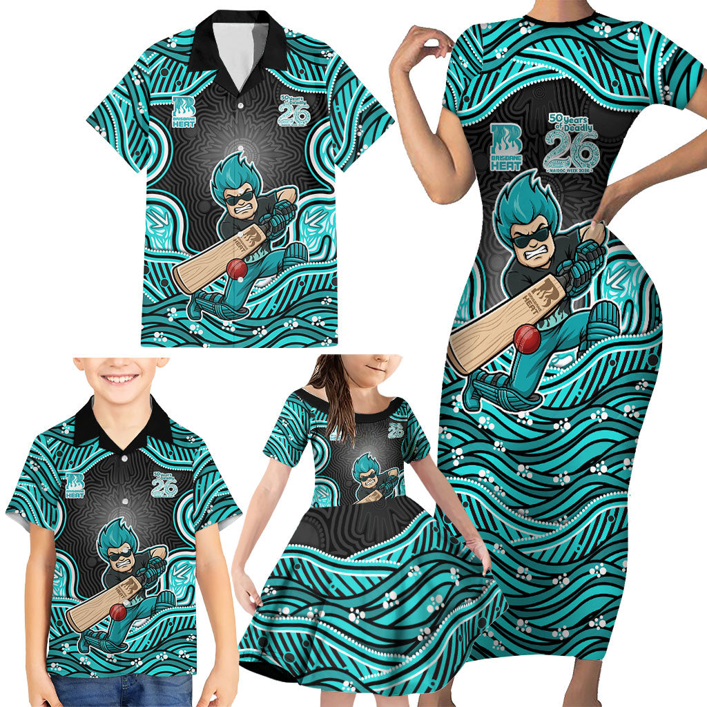 Brisbane Heat NAIDOC Week 2026 Family Matching Short Sleeve Bodycon Dress and Hawaiian Shirt Aboriginal Indigenous - 50 Years of Deadly