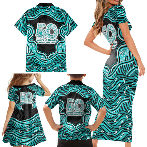 Brisbane Heat NAIDOC Week 2026 Family Matching Short Sleeve Bodycon Dress and Hawaiian Shirt Aboriginal Indigenous - 50 Years of Deadly