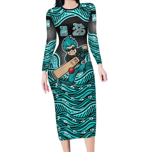 Brisbane Heat NAIDOC Week 2026 Long Sleeve Bodycon Dress Aboriginal Indigenous - 50 Years of Deadly