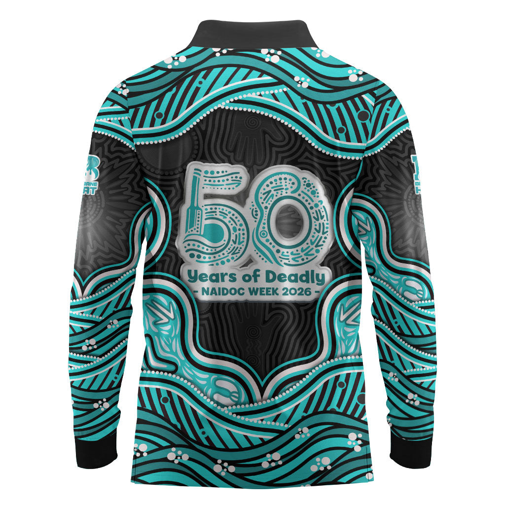 Brisbane Heat NAIDOC Week 2026 Long Sleeve Polo Shirt Aboriginal Indigenous - 50 Years of Deadly