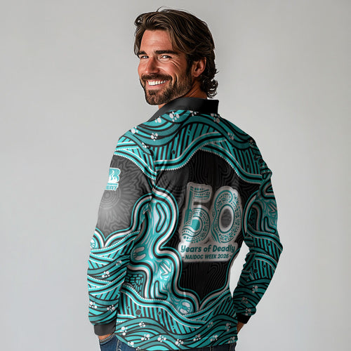 Brisbane Heat NAIDOC Week 2026 Long Sleeve Polo Shirt Aboriginal Indigenous - 50 Years of Deadly