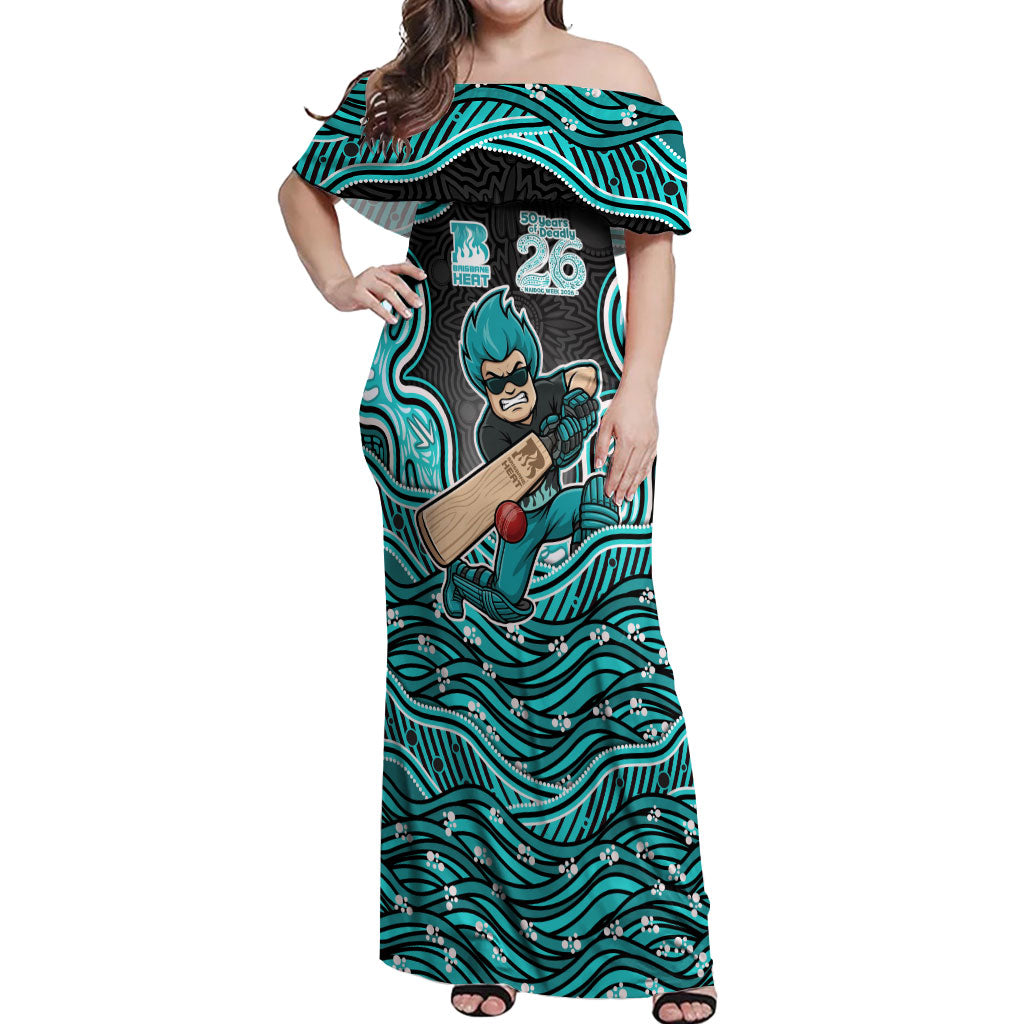 Brisbane Heat NAIDOC Week 2026 Off Shoulder Maxi Dress Aboriginal Indigenous - 50 Years of Deadly