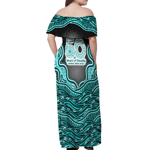 Brisbane Heat NAIDOC Week 2026 Off Shoulder Maxi Dress Aboriginal Indigenous - 50 Years of Deadly