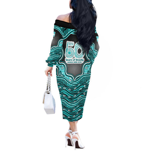Brisbane Heat NAIDOC Week 2026 Off The Shoulder Long Sleeve Dress Aboriginal Indigenous - 50 Years of Deadly