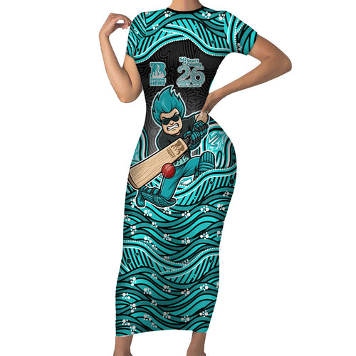 Brisbane Heat NAIDOC Week 2026 Short Sleeve Bodycon Dress Aboriginal Indigenous - 50 Years of Deadly