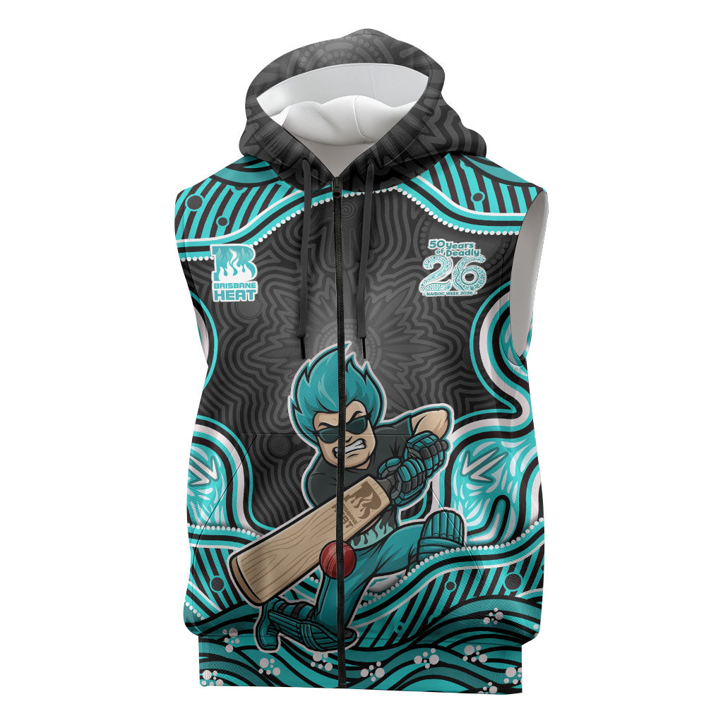 Brisbane Heat NAIDOC Week 2026 Sleeveless Zip Hoodie Aboriginal Indigenous - 50 Years of Deadly