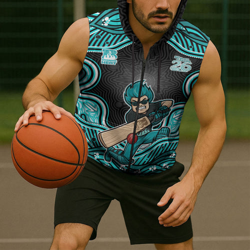 Brisbane Heat NAIDOC Week 2026 Sleeveless Zip Hoodie Aboriginal Indigenous - 50 Years of Deadly