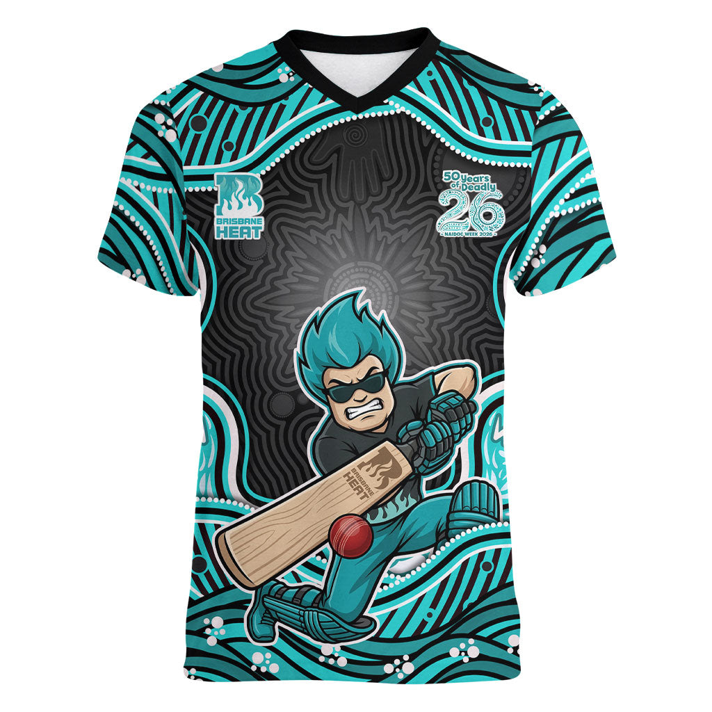 Brisbane Heat NAIDOC Week 2026 Women V-Neck T-Shirt Aboriginal Indigenous - 50 Years of Deadly