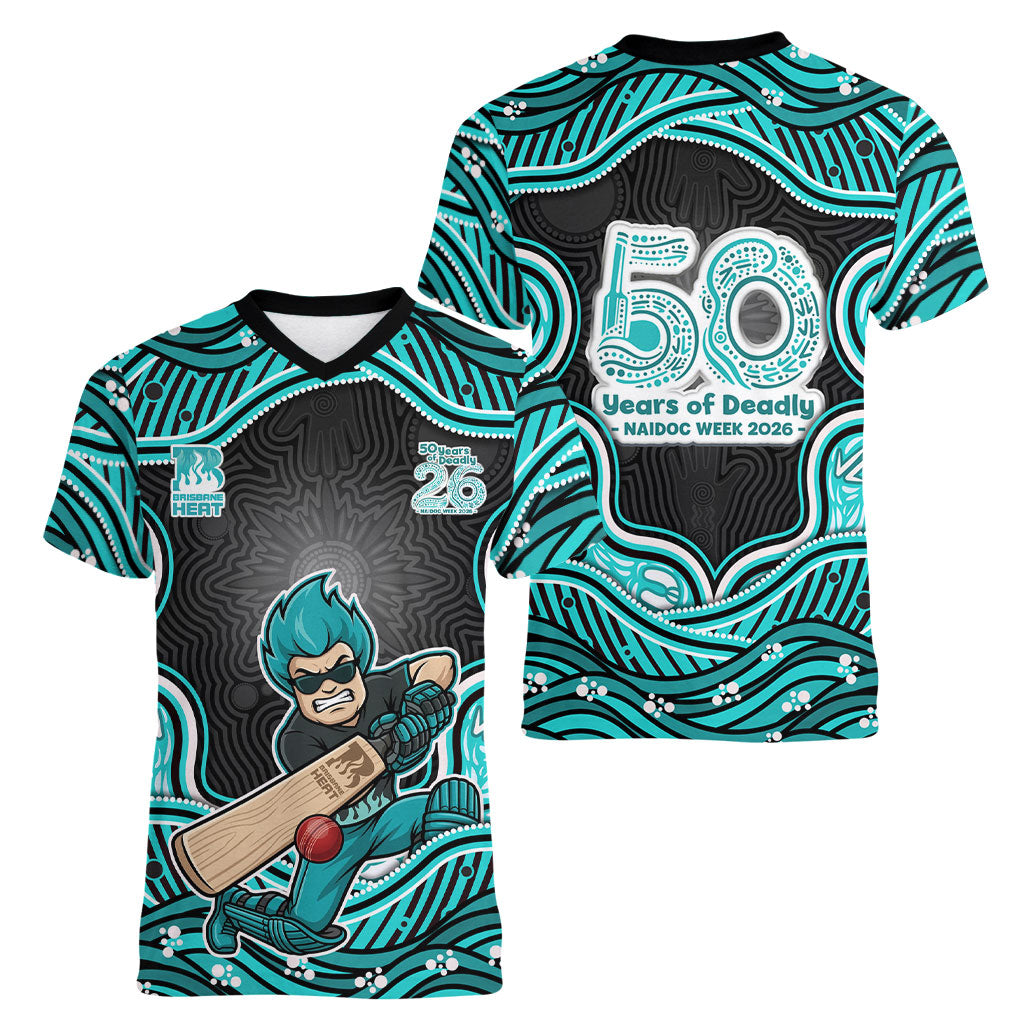 Brisbane Heat NAIDOC Week 2026 Women V-Neck T-Shirt Aboriginal Indigenous - 50 Years of Deadly