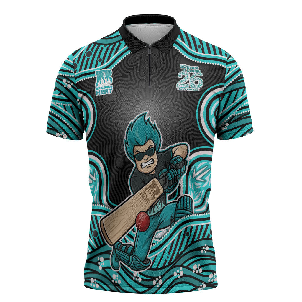 Brisbane Heat NAIDOC Week 2026 Zipper Polo Shirt Aboriginal Indigenous - 50 Years of Deadly