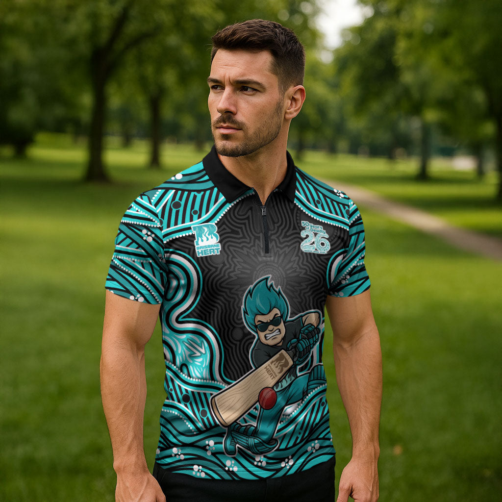 Brisbane Heat NAIDOC Week 2026 Zipper Polo Shirt Aboriginal Indigenous - 50 Years of Deadly