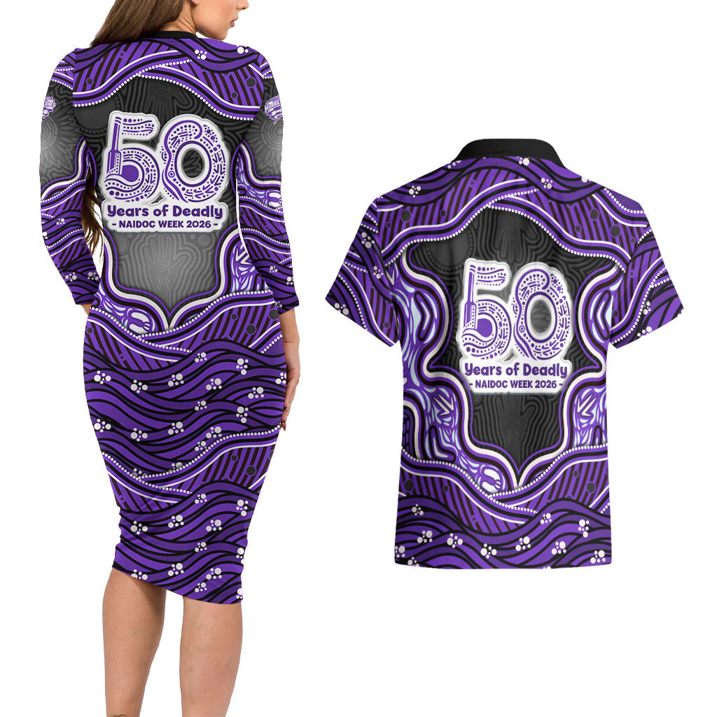 Hobart Hurricanes NAIDOC Week 2026 Couples Matching Long Sleeve Bodycon Dress and Hawaiian Shirt Aboriginal Indigenous - 50 Years of Deadly