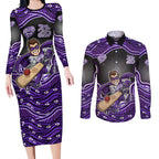 Hobart Hurricanes NAIDOC Week 2026 Couples Matching Long Sleeve Bodycon Dress and Long Sleeve Button Shirt Aboriginal Indigenous - 50 Years of Deadly