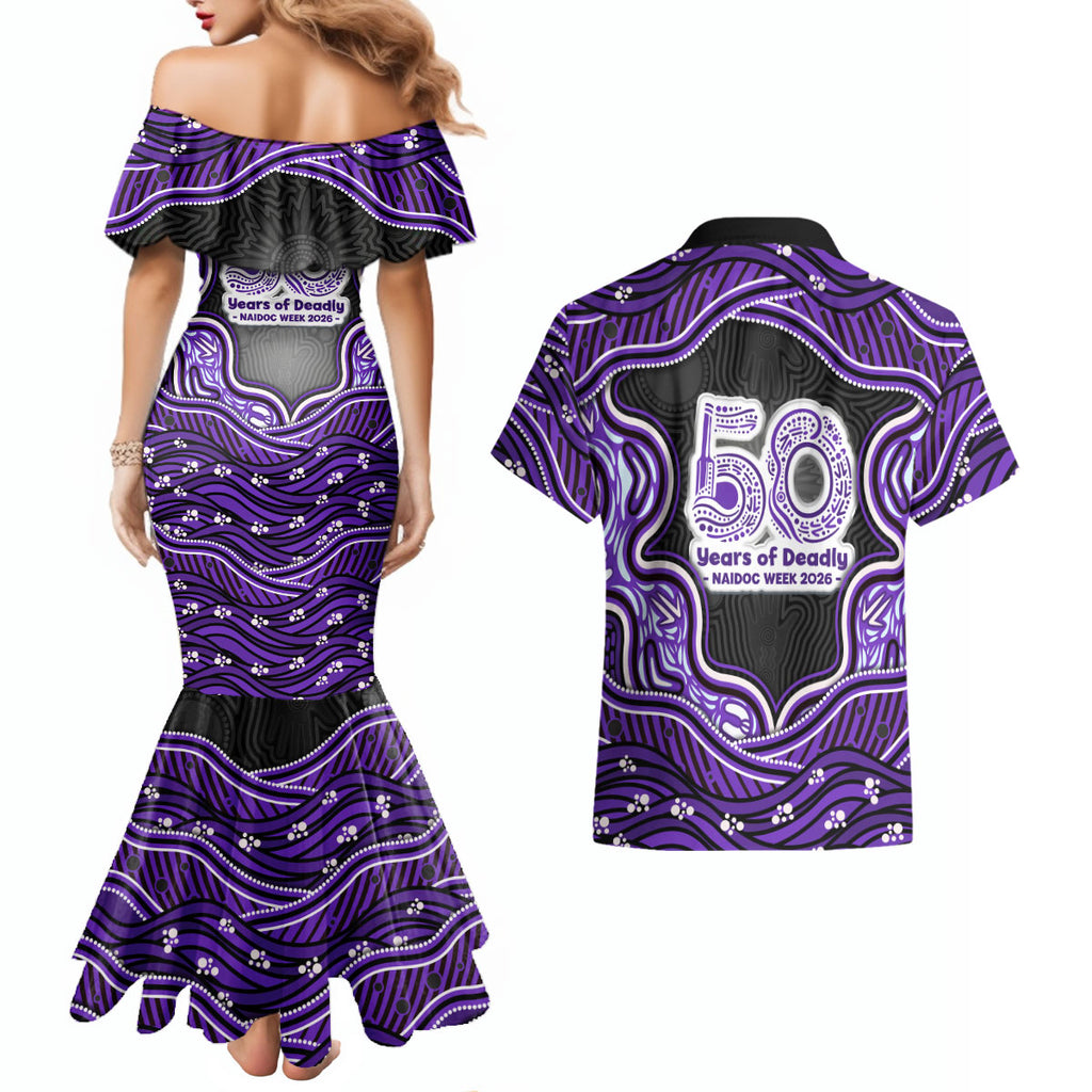 Hobart Hurricanes NAIDOC Week 2026 Couples Matching Mermaid Dress and Hawaiian Shirt Aboriginal Indigenous - 50 Years of Deadly