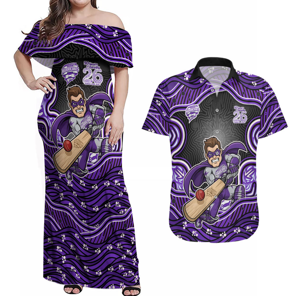Hobart Hurricanes NAIDOC Week 2026 Couples Matching Off Shoulder Maxi Dress and Hawaiian Shirt Aboriginal Indigenous - 50 Years of Deadly
