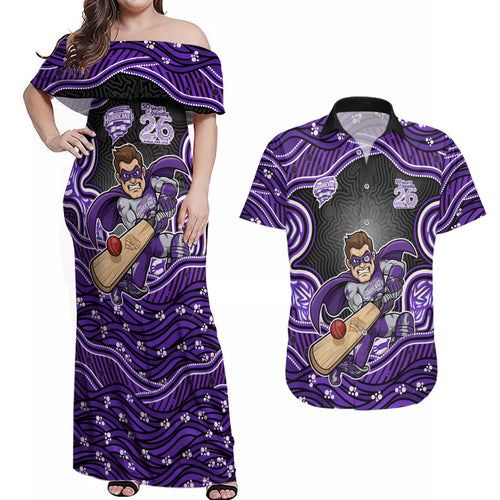 Hobart Hurricanes NAIDOC Week 2026 Couples Matching Off Shoulder Maxi Dress and Hawaiian Shirt Aboriginal Indigenous - 50 Years of Deadly