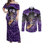 Hobart Hurricanes NAIDOC Week 2026 Couples Matching Off Shoulder Maxi Dress and Long Sleeve Button Shirt Aboriginal Indigenous - 50 Years of Deadly