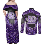 Hobart Hurricanes NAIDOC Week 2026 Couples Matching Off Shoulder Maxi Dress and Long Sleeve Button Shirt Aboriginal Indigenous - 50 Years of Deadly