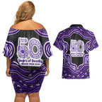 Hobart Hurricanes NAIDOC Week 2026 Couples Matching Off Shoulder Short Dress and Hawaiian Shirt Aboriginal Indigenous - 50 Years of Deadly