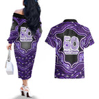 Hobart Hurricanes NAIDOC Week 2026 Couples Matching Off The Shoulder Long Sleeve Dress and Hawaiian Shirt Aboriginal Indigenous - 50 Years of Deadly