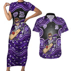 Hobart Hurricanes NAIDOC Week 2026 Couples Matching Short Sleeve Bodycon Dress and Hawaiian Shirt Aboriginal Indigenous - 50 Years of Deadly
