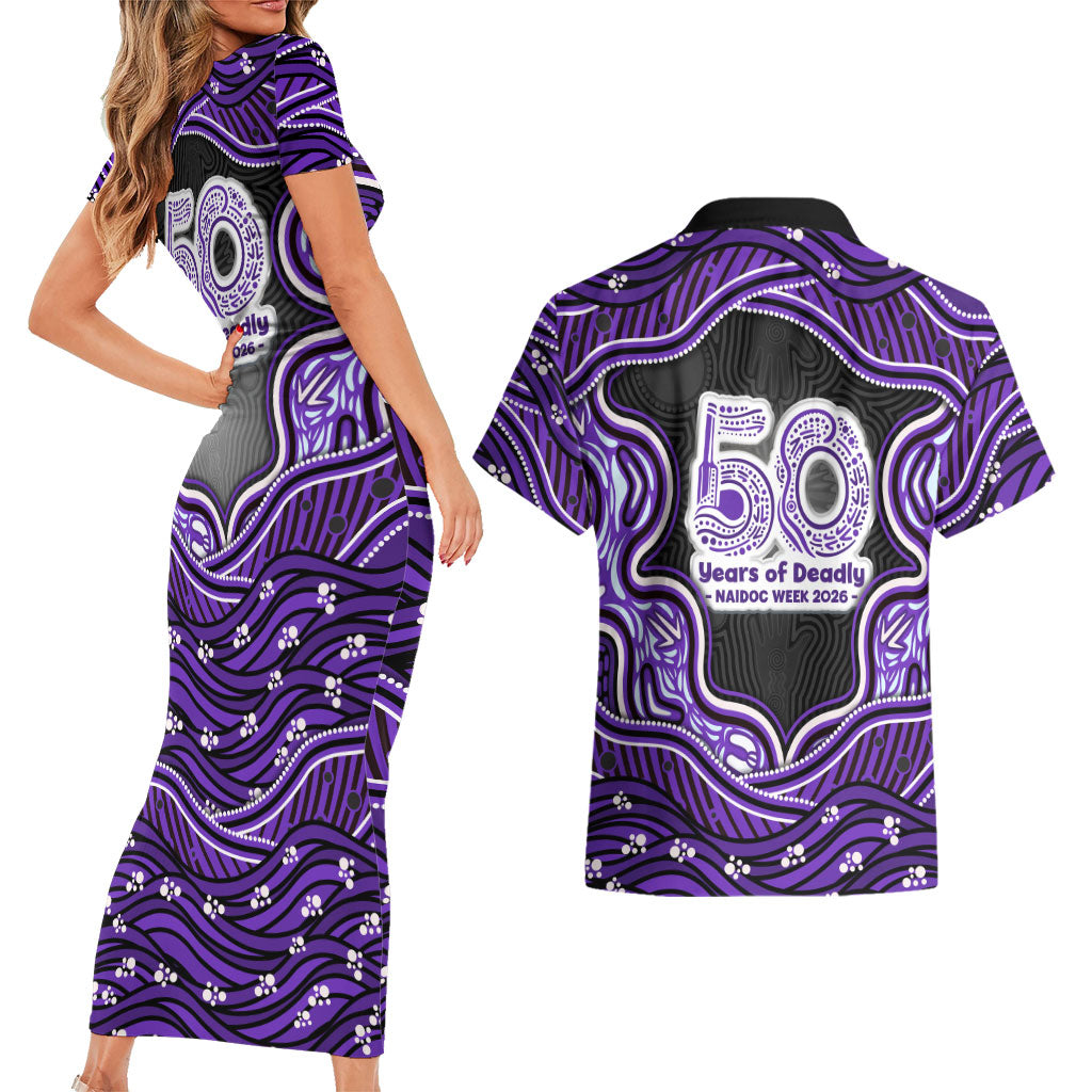 Hobart Hurricanes NAIDOC Week 2026 Couples Matching Short Sleeve Bodycon Dress and Hawaiian Shirt Aboriginal Indigenous - 50 Years of Deadly