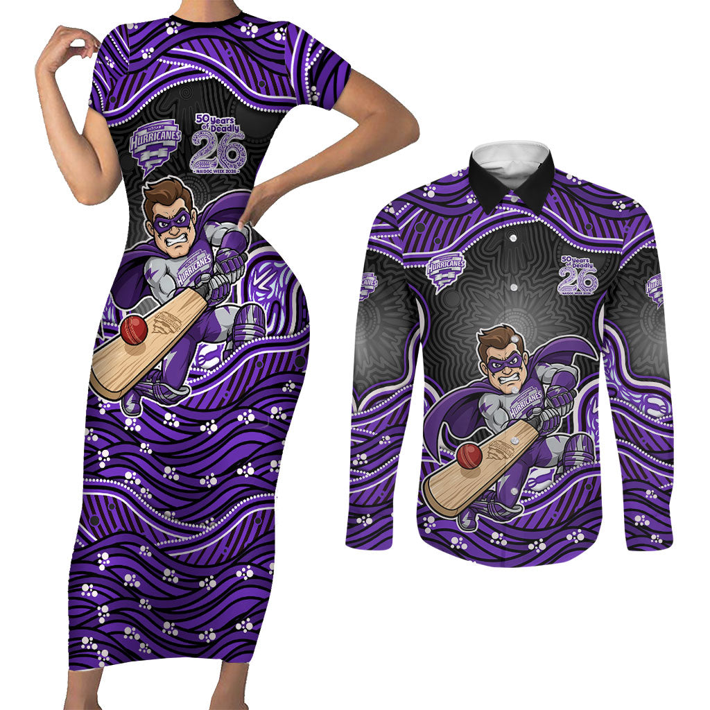 Hobart Hurricanes NAIDOC Week 2026 Couples Matching Short Sleeve Bodycon Dress and Long Sleeve Button Shirt Aboriginal Indigenous - 50 Years of Deadly