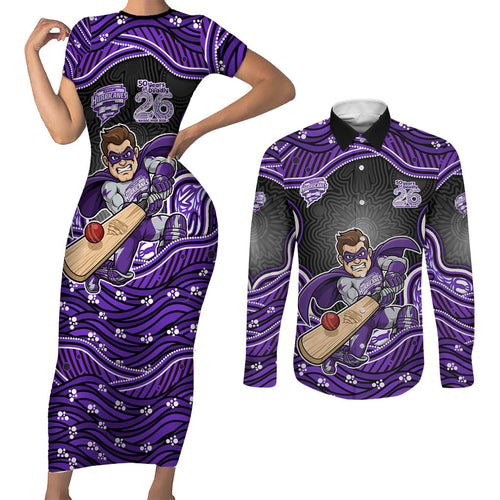 Hobart Hurricanes NAIDOC Week 2026 Couples Matching Short Sleeve Bodycon Dress and Long Sleeve Button Shirt Aboriginal Indigenous - 50 Years of Deadly
