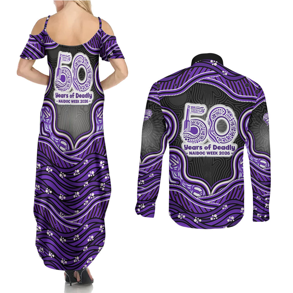 Hobart Hurricanes NAIDOC Week 2026 Couples Matching Summer Maxi Dress and Long Sleeve Button Shirt Aboriginal Indigenous - 50 Years of Deadly