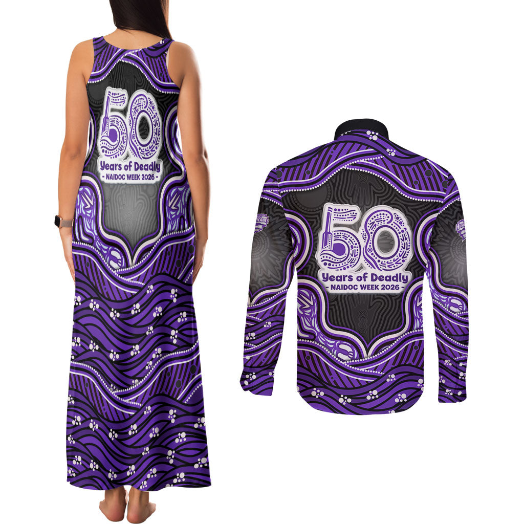 Hobart Hurricanes NAIDOC Week 2026 Couples Matching Tank Maxi Dress and Long Sleeve Button Shirt Aboriginal Indigenous - 50 Years of Deadly