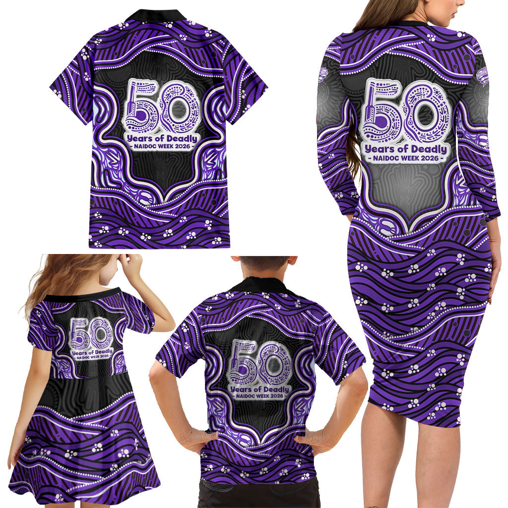 Hobart Hurricanes NAIDOC Week 2026 Family Matching Long Sleeve Bodycon Dress and Hawaiian Shirt Aboriginal Indigenous - 50 Years of Deadly