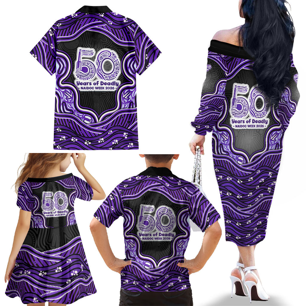 Hobart Hurricanes NAIDOC Week 2026 Family Matching Off The Shoulder Long Sleeve Dress and Hawaiian Shirt Aboriginal Indigenous - 50 Years of Deadly