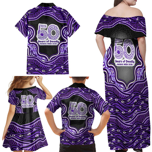 Hobart Hurricanes NAIDOC Week 2026 Family Matching Off Shoulder Maxi Dress and Hawaiian Shirt Aboriginal Indigenous - 50 Years of Deadly