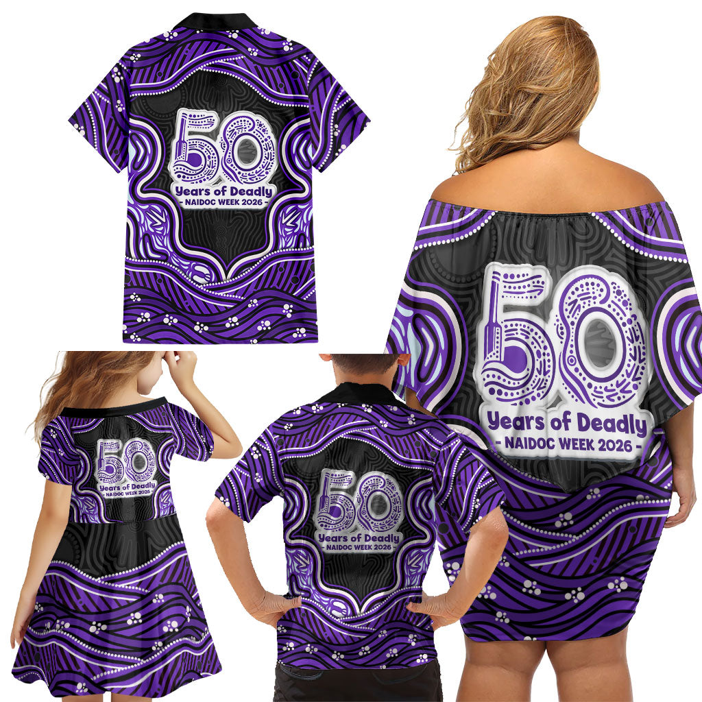 Hobart Hurricanes NAIDOC Week 2026 Family Matching Off Shoulder Short Dress and Hawaiian Shirt Aboriginal Indigenous - 50 Years of Deadly