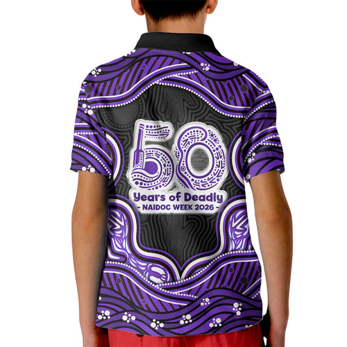 Hobart Hurricanes NAIDOC Week 2026 Kid Polo Shirt Aboriginal Indigenous - 50 Years of Deadly